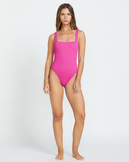 Summer High Square Neck One-Piece Swimsuit