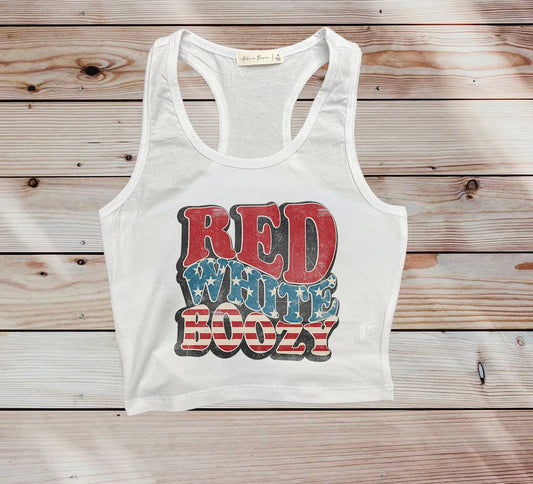 Red White Boozy Cropped Tank Top