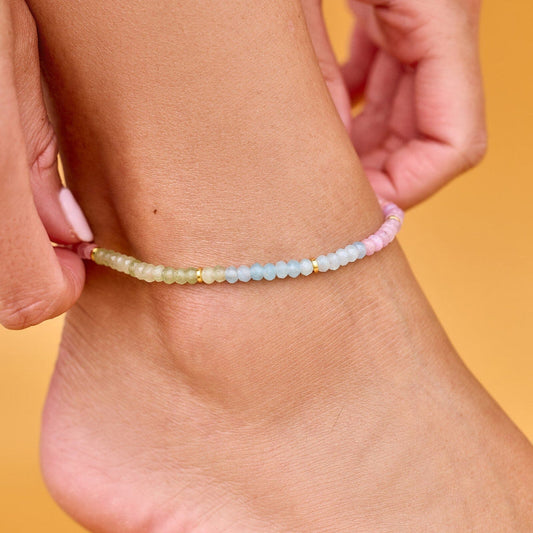Ombre Rainbow Bead Stretch Anklet