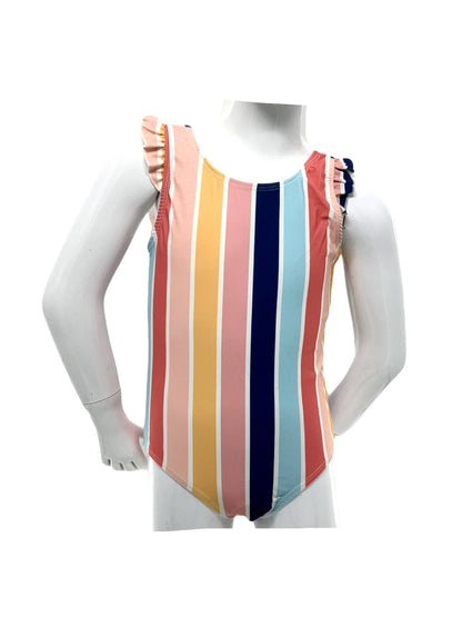 Girls Stripe Ruffle Tank One Piece