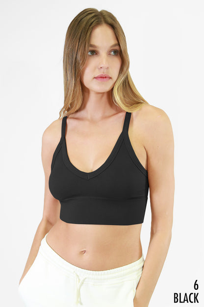 Ribbed V-Neck Bra Top