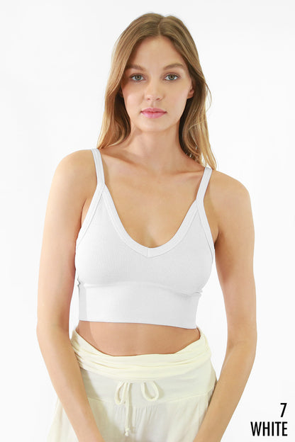 Ribbed V-Neck Bra Top