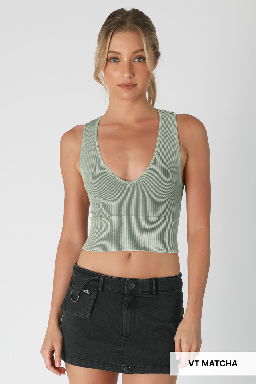 Vintage Plunge V-Neck Crop Top