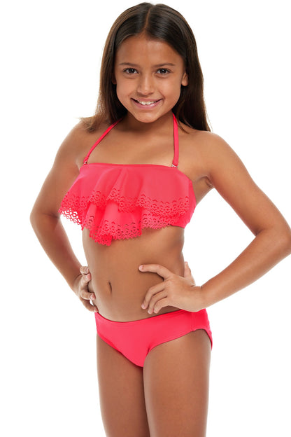 Girls Laser Cut Flutter Top Bikini Set