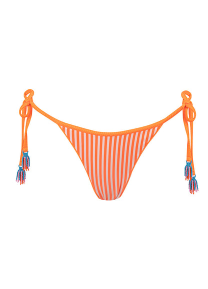 Neon Orange Tulum Mid Rise Tie Side Bikini Bottom