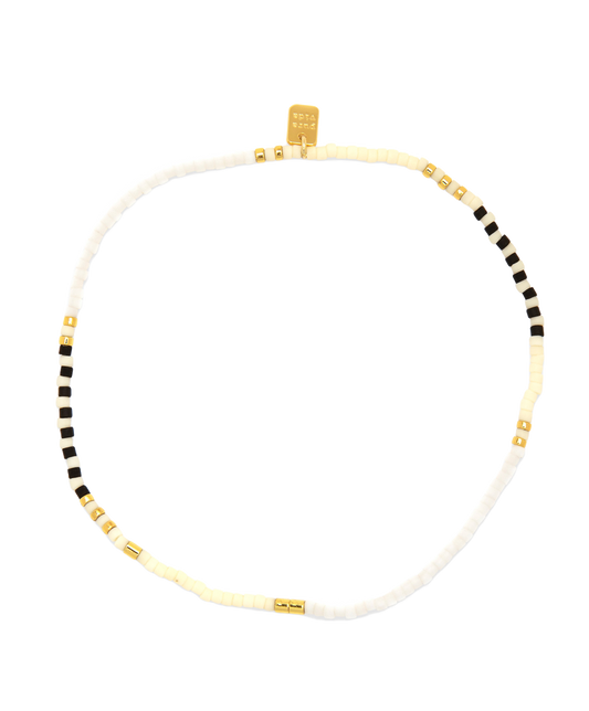 Mixed Seed Bead Gold Stretch Anklet