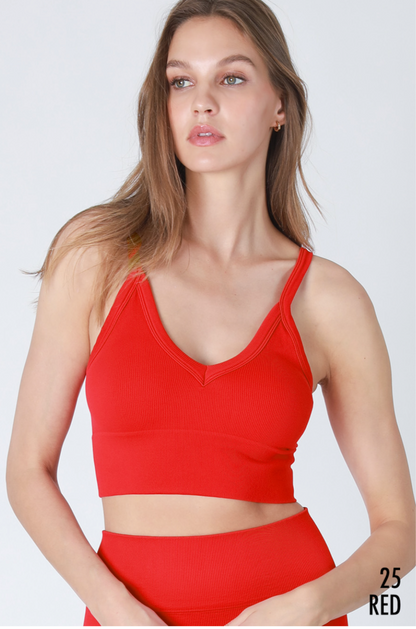 Ribbed V-Neck Bra Top