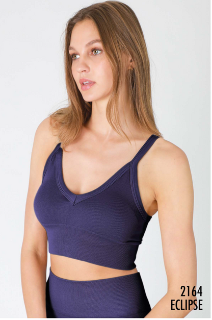 Ribbed V-Neck Bra Top