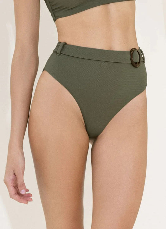 Pine Green Whitney High Rise Bikini Bottom The Bikini Shoppe